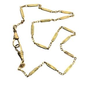 Sovereign gold filled double Albert dog clip ornate link watch chain necklace